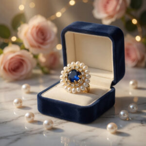 Royal Sapphire Pearl Statement Ring