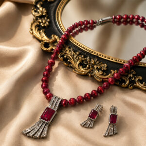 Ruby Pearl Contemporary Necklace Set