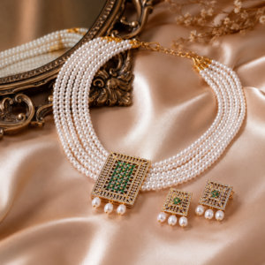 Emerald Grace Multi-Layer Pearl Necklace Set