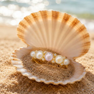 Elegant Multi-Pearl Gold Finish Ring
