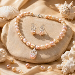 Natural Baroque Pearl Necklace Set with Pendant & Earrings