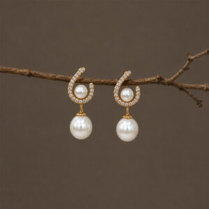 925 Sterling Silver Freshwater Pearl Drop Earrings with Semi-Precious Stones for Women | Elegant Party, Wedding & Festive Jewellery