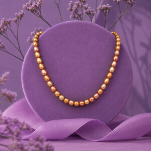 Golden Freshwater Baroque Pearl Mala for Women